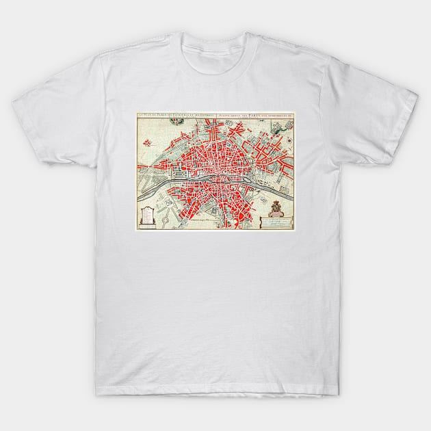 Vintage Map of Paris France T-Shirt by pdpress